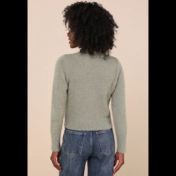 Lulus Enviably Cozy Sage Green Boucle Knit Crew Neck
Pullover Sweater - Picture 3 of 3